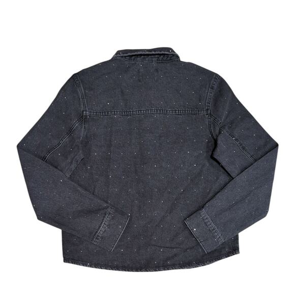 Express Women's Black Denim Jacket W/ Rhinestones Snap Front XXL Whimsigoth - Picture 3 of 11